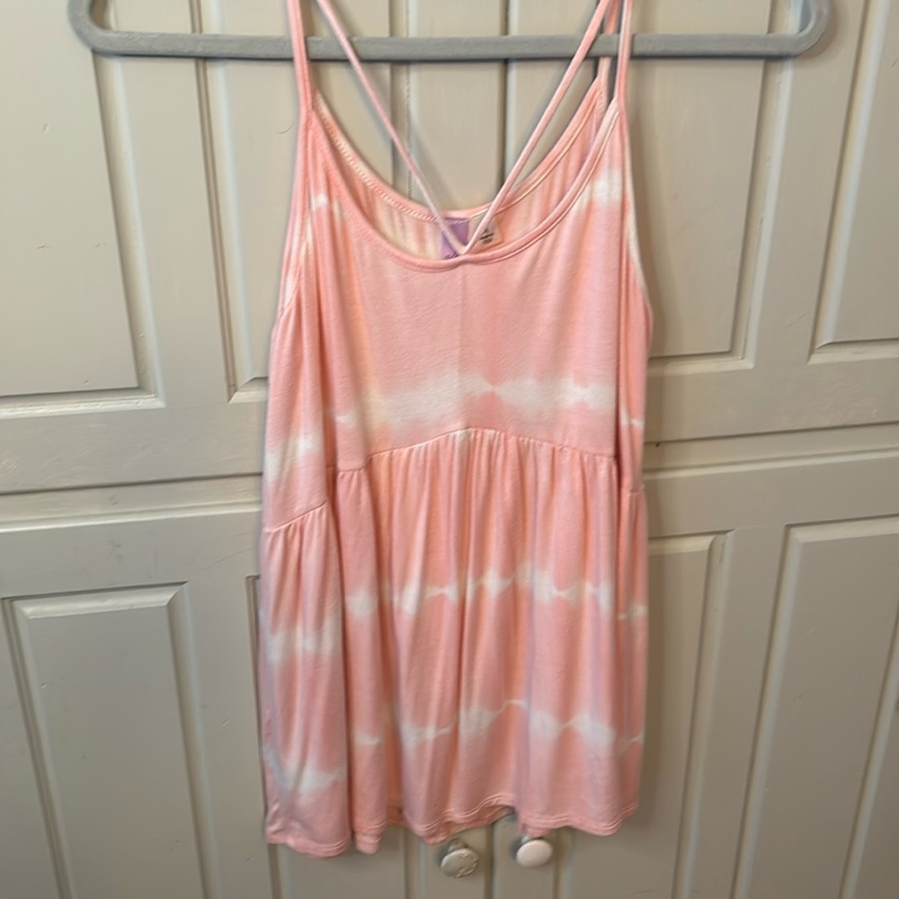Pink/White Tie Dye Tank top